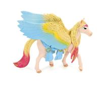 Sparkling Pegasus, Flying Unicorn European Fantasy Animal Model, Magic Pegasus with Rainbow Wings, Winged Horse with Horn, Gift for Children and Mythology Enthusiasts, 11.5 x 15 cm