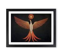 Sparkling Phoenix Bird Abstract Framed Print | A2 Black Framed Wall Art | Ready to Hang | Abstract Fantasy Picture | Living Room Bedroom Lounge Office