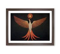 Sparkling Phoenix Bird Abstract Framed Wall Art Print A2 Walnut