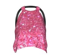 Sparkling Pink Glitter Baby Car Seat Canopy Cover, Multi Use Breathable Nursing Breastfeeding Covers for Mom Soft Stroller Sun Shade Newborn Shower Gift