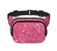 Sparkling Pink Glitter Fanny Pack For Women Waterproof Adjustable Belt Bags Waist Pack Fashion Casual Crossbody Bags Bum Bag For Running Workout Hiking Traveling, Black, One Size