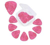 Sparkling Pink Glitter Print Guitar Picks 12 Pack Guitar Plectrums with Storage Box Bass Picks For Acoustic Guitar Bass Electric Ukulele Includes 0.46mm, 0.71mm, 0.96mm