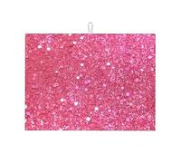 Sparkling Pink Glitter Printed Dish Drying Mat Absorbent Dishes Drainer Mats Kitchen Dish Mat Large Dish Drying Pad For Counter Tops Draining Racks 18 X 24 Inch