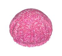 Sparkling Pink Glitter Printed,Shower Cap Nightcap Double Layer Waterproof Elastic Bath Cap Reusable Hair Cap