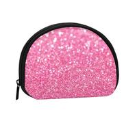 Sparkling Pink Glitter Printed, Women's Storage Bag Shell Makeup Bag Small Coin Purse Shell Change Pouch