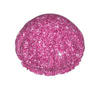 Sparkling Pink Glitter,Shower Cap Nightcap Double Layer Waterproof Elastic Bath Cap Reusable Hair Cap