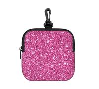 Sparkling Pink Glitter, Square Zipper Storage Bag, Neoprene Coin Purse, Small Wallets, Change Pouch, Change Purse