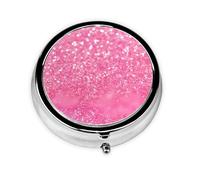 Sparkling Pink Glitter This Small, Round, Three-Compartment Travel Pill Box is Perfect for Storing Daily medications, Vitamins, and on-The-go.