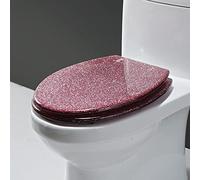 Sparkling Pink Glitter Toilet SeatRound/Oval Resin Easy Install & Clean Stylish Bathroom Accessory Comfortable & Toilet Cover for Home Decor