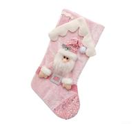 Sparkling Pink Sequins Plush Christmas Stockings for Storing Presents and Candies at Holiday Gatherings (Santa Claus)
