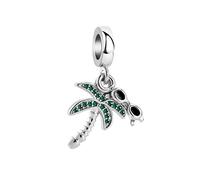 Sparkling Plam Tree Charm fits Pandora Charms Bracelet Sunglasses Dangle Birthday Jewellery Gift for Women Daughter Clear Green Cubic Zirconia Birthstone