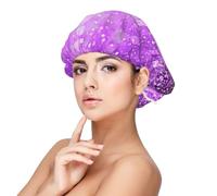 Sparkling Purple Glitter Adult's Satin Sleeping Cap - Women's Elastic Sleep Bonnet, Adjustable Overnight Hair Cover for Hairstyles, Black, One Size, Black, One Size