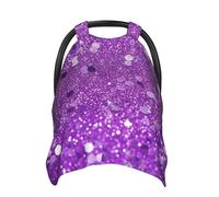 Sparkling Purple Glitter Baby Car Seat Canopy Cover, Multi Use Breathable Nursing Breastfeeding Covers for Mom Soft Stroller Sun Shade Newborn Shower Gift