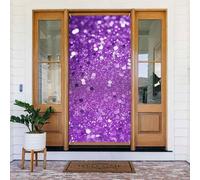 Sparkling Purple Glitter Door Cover Decorations, Welcome Door Banner Backdrop Seasonal Spring Summer Porch Banner Sign Photo Background for Indoor Outdoor Party Decor 72.8 x 35.4 Inch
