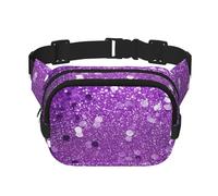 Sparkling Purple Glitter Fanny Pack For Women Waterproof Adjustable Belt Bags Waist Pack Fashion Casual Crossbody Bags Bum Bag For Running Workout Hiking Traveling, Black, One Size