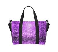 Sparkling Purple Glitter Large Weekender Bag for Travel, Water-Resistant Duffle Bag, Print Adjustable Shoulder Strap,3-5 Day Overnight Bag for Men Women