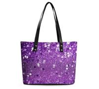 Sparkling Purple Glitter Leather Tote Bag for Women Work Shoulder Purses with Zipper Waterproof Large Computer Shoulder Bag Fashion Ladies Shoulder Handbag Reusable Shopping Bags