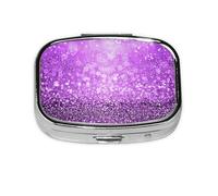 Sparkling Purple Glitter,Meta Pill Box 2 Compartment Medicine Case,Portable Organizer,Rectangle Meta Portable Organizer Pill Box 2096 Compartment Medicine Case