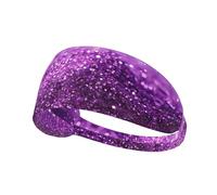 Sparkling Purple Glitter Print Non-Slip Elastic Running Headband, Sweat Absorbing Stretchy Hair Bands For Gym Yoga, Soft Skin-Friendly Foldable Workout Headband