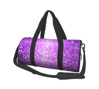 Sparkling Purple Glitter Print Round Duffel Bag, Canvas Overnight Travel Tote Bag, Waterproof and Tear-Resistant.Foldable Weekend Travel Bag
