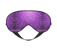 Sparkling Purple Glitter Print Sleep Mask Silk Eye Cover Soft Satin Blindfold Elastic Strap Night Eyeshade Travel Nap for Women Men