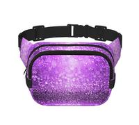 Sparkling Purple Glitter Print Unisex Square Double Layer Waist Bag Crossbody Fanny Pack Travel Workout Accessory, Black, One Size