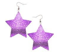 Sparkling Purple Glitter Printed Leather Pierced Earring Set, 1 Pair Lightweight Bohemian Earrings Birthday Party Jewelry Gifts For Women