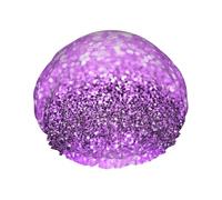 Sparkling Purple Glitter,Shower Cap Nightcap Double Layer Waterproof Elastic Bath Cap Reusable Hair Cap