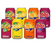 Sparkling Random Mixed Soda Drink 330ml - Refreshing Fruity Flavours: Raspberry, Orange, Lemon & Mixed Fruit - Lightly Sweetened Fizzy Soft Drink in a Handy Can - Fnt (8 x Mixed)