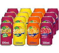 Sparkling Random Mixed Soda Drink 355ml - Refreshing Fruity Flavours: Raspberry, Orange, Lemon & Mixed Fruit - Lightly Sweetened Fizzy Soft Drink in a Handy Can - Fnt (16 x Mixed)