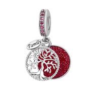 Sparkling Red Family Tree of Life Dangle Charm fits Pandora Charms Moments Bracelets