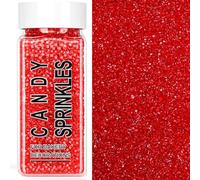 Sparkling Red Sanding Sugar - 130g, Edible Sugar Crystals, Sprinkles Cake Decorations for Cookies, Cakes, Ice Cream & Cupcakes, Ideal for Birthday, Wedding & Party Baking