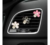 Sparkling Rhinestone 5-Part Flower Car Air Vent Clip, Metal Holder for Aromatherapy, Suited for Various Vehicle Air Vent Models (Mix)