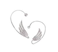 Sparkling Rhinestone Angel Wing Ear Cuffs Non-Piercing Earrings Crystal Angel Wings Cartilage Climber Ear Wrap for Women, Stainless Steel, No Gemstone