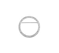 Sparkling Rhinestone Brooches Round Brooch For Women Coat Cardigan Alloy Diamond Corsage Anti Exposure Pin Accessories Small Silver