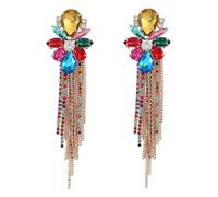 Sparkling Rhinestone Drop Earrings for Women, Elegant Rhinestone Tassel Chandelier Dangle Earrings, Fashion Statement Stud Earrings, Creative Birthday Bridal Wedding Christmas Jewelry Gifts, One Size