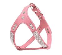 Sparkling Rhinestone Puppy Harness Adjustable Suede Small Dog Harness Vest Fits Shiba Inu Chihuahua Bulldog,A,L