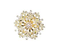 Sparkling Rhinestone Rotate Snowflake Brooch, Creative Snowflake Pin, Rotating Design Alloy Zircon Badge Jewelry(Gold White)