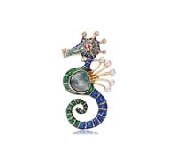 Sparkling Rhinestone Seahorse Brooches Pin Fashion Pearl Lapel Pin Sea Animal Brooch Badge Pins for Women Jewelry Gifts