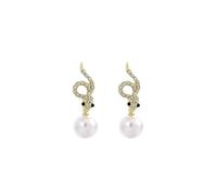 Sparkling Rhinestone Snake Pearl Dangle Earrings for Women Dainty CZ Serpent Drop Earrings Ball Bead Dangling Earrings Everyday Jewelry Gifts, L, Metal, No Gemstone