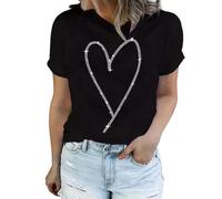 Sparkling Rhinestone T Shirt for Women Fashion Rhinestone Alphabets Graphic Short Sleeve Shirt Casual Tee Tops, Black6, XL