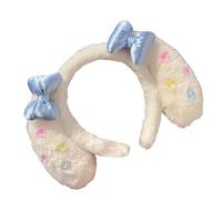 Sparkling Rhinestones Bowknot Hairband With Soft Plush Lop Ear For Women Girl NonSlip Headbands Face Washing Accessory Anime Hair Accessory For Kids Girl