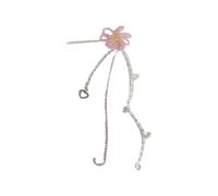 Sparkling Rhinestones Floral Hairpin Tassels Accent Sturdy Metal Hair Clip Accessory For Special Occasion Styling Shimmering Bridal Hair Jewelry Crystal Tassels Hairpin