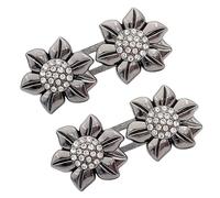 Sparkling Rhinestones Flower Adjustable Waistband Pin Button For Pants Not Sew Alloy Design Fashionable Snap On Waist Cincher Clasp