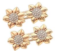 Sparkling Rhinestones Flower Adjustable Waistband Pin Button for Pants Not Sew Alloy Design No Drill Alloy Jeans Button with Flower