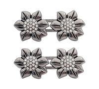 Sparkling Rhinestones Flower Adjustable Waistband Pin Button for Pants Not Sew Alloy Design No Drill Alloy Jeans Button with Flower