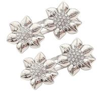 Sparkling Rhinestones Flower Adjustable Waistband Pin Button for Pants Not Sew Alloy Design No Drill Alloy Jeans Button with Flower