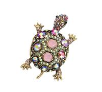Sparkling Rhinestones Turtles Brooches Vintage Alloy Animal Pins Banquet Party Accessories Suitable For Women And Men Elegant Silver Craft Brooch