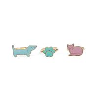 Sparkling ring on dog card for kids Rex London (x3) Jaune 1,4 cm