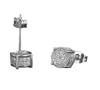 Sparkling Round Shape Stud Earrings Ear Studs Fashion Ear Jewelry Copper Texture Suitable for Various Occasions Wear Ear Jewelry, フリーサイズ